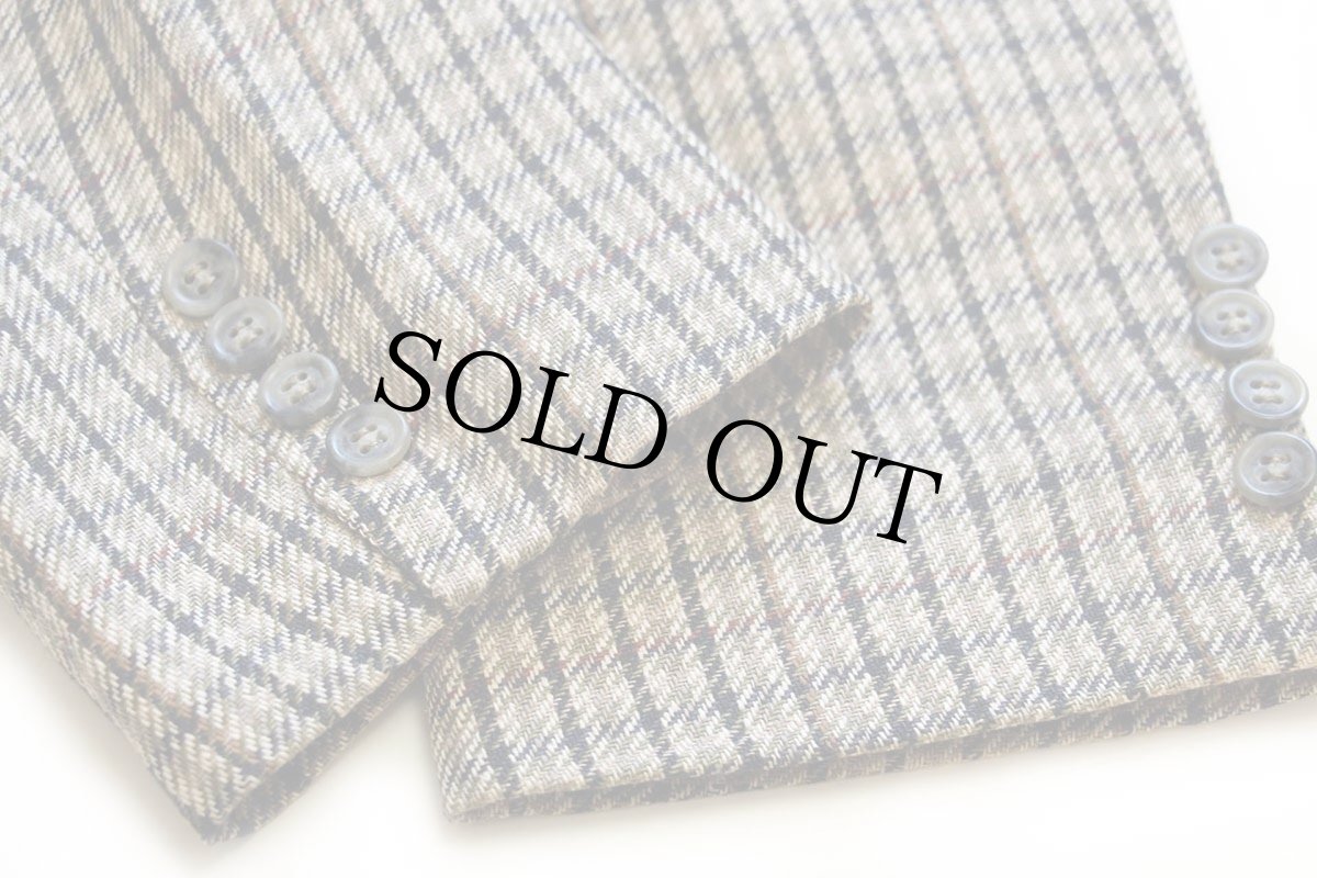 画像7: 90s USA製 AKA EddieBauerエディーバウアー チェック 3つボタン シルク×リネン テーラードジャケット 40R (7)