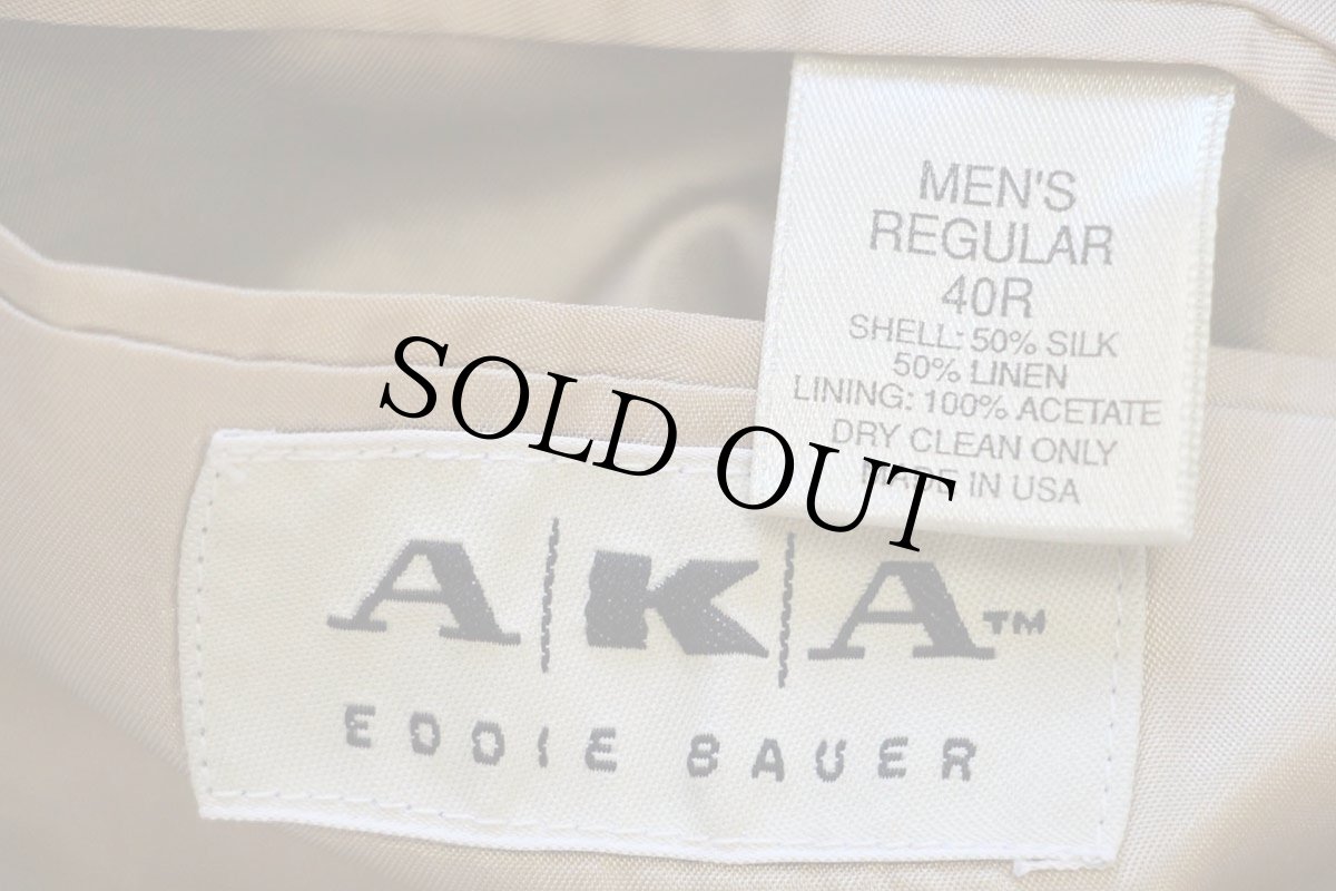 画像4: 90s USA製 AKA EddieBauerエディーバウアー チェック 3つボタン シルク×リネン テーラードジャケット 40R (4)