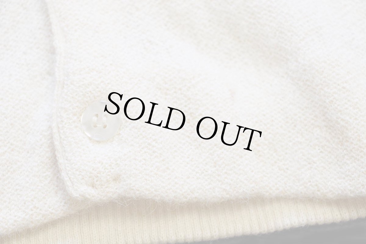 画像6: 70s Sears 無地 パール編み アルパカニット カーディガン アイボリー M (6)