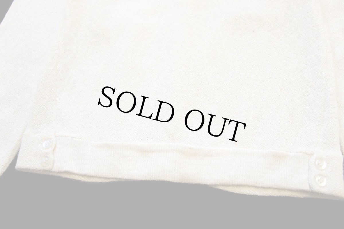 画像5: 70s Sears 無地 パール編み アルパカニット カーディガン アイボリー M (5)