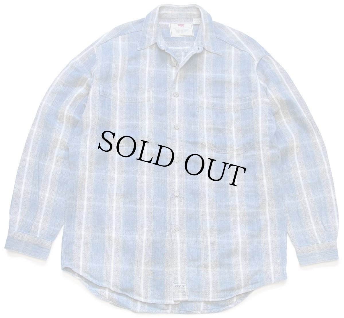 画像1: 90s Levi'sリーバイス オンブレチェック コットンシャツ ペンキ飛び M (1)