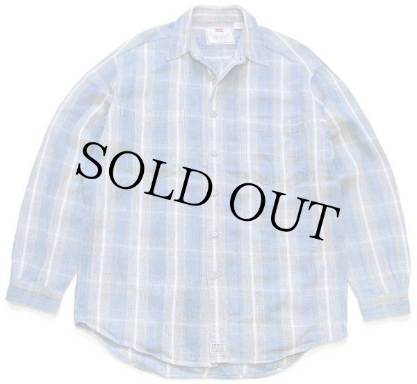 90s Levi'sリーバイス オンブレチェック コットンシャツ ペンキ