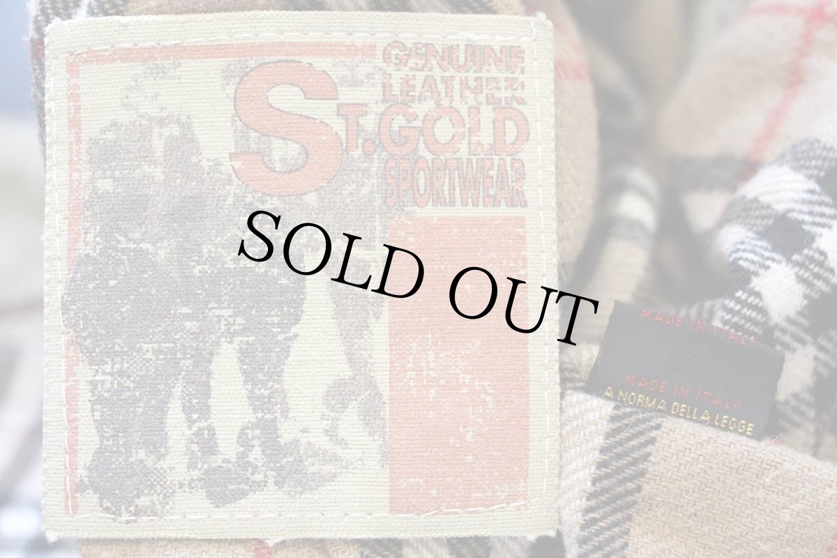 画像4: 90s イタリア製 ST.GOLD タータンチェックライナー スエードレザー ファイヤーマンコート ベージュ 48★ジャケット (4)