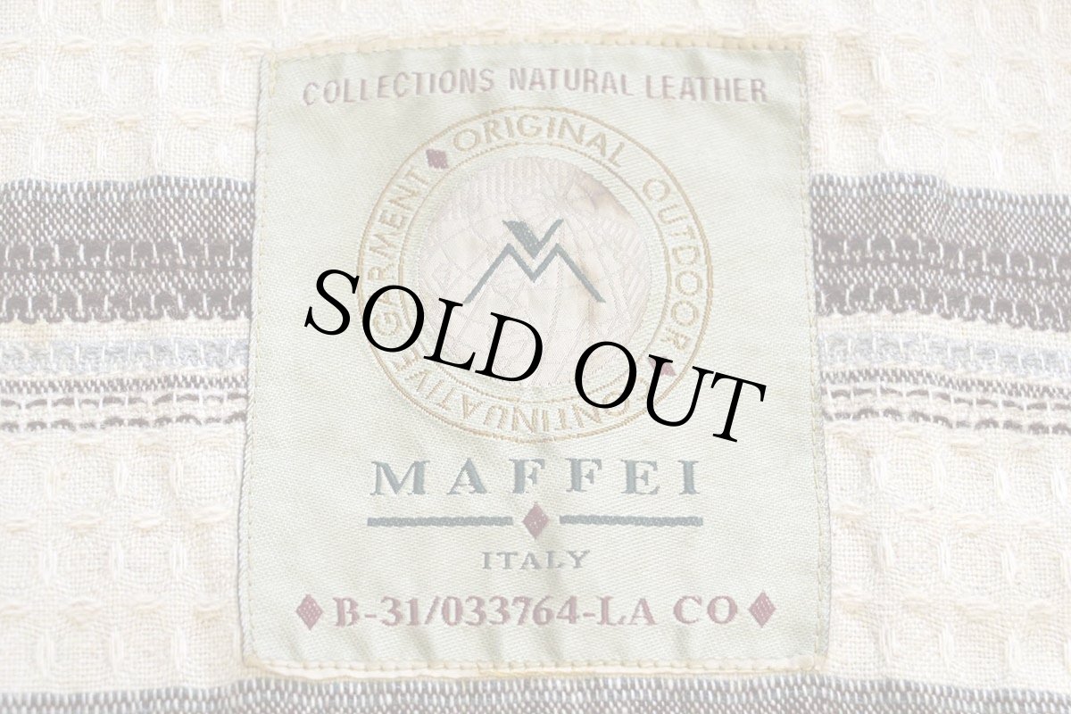 画像5: 90s イタリア製 MAFFEI 織り柄ライナー フード付き レザー ファイヤーマンジャケット 茶 54 (5)