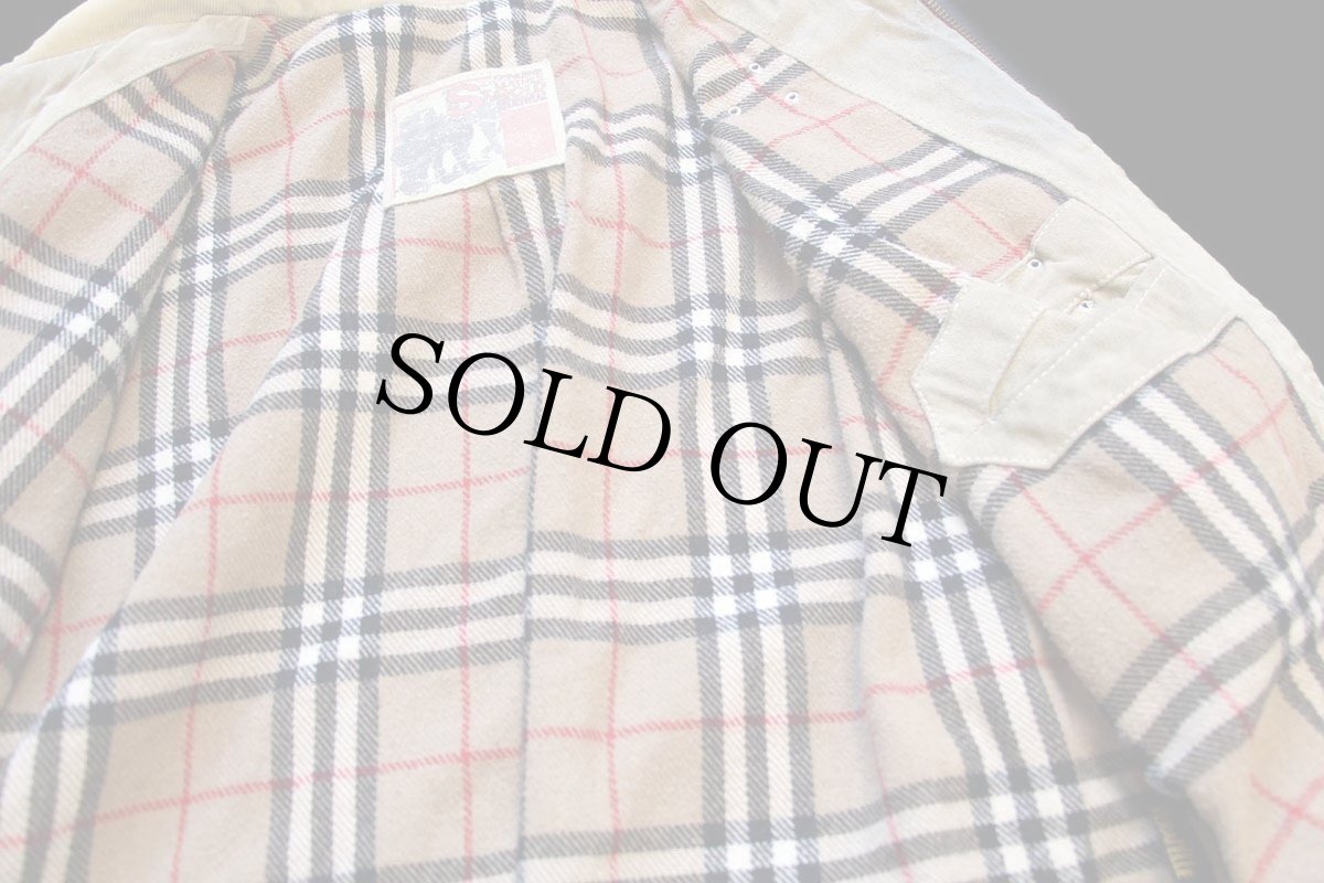 画像5: 90s イタリア製 ST.GOLD タータンチェックライナー スエードレザー ファイヤーマンコート ベージュ 48★ジャケット (5)