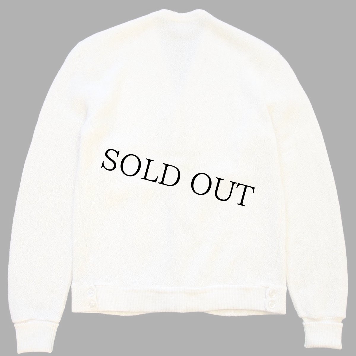 画像2: 70s Sears 無地 パール編み アルパカニット カーディガン アイボリー M (2)