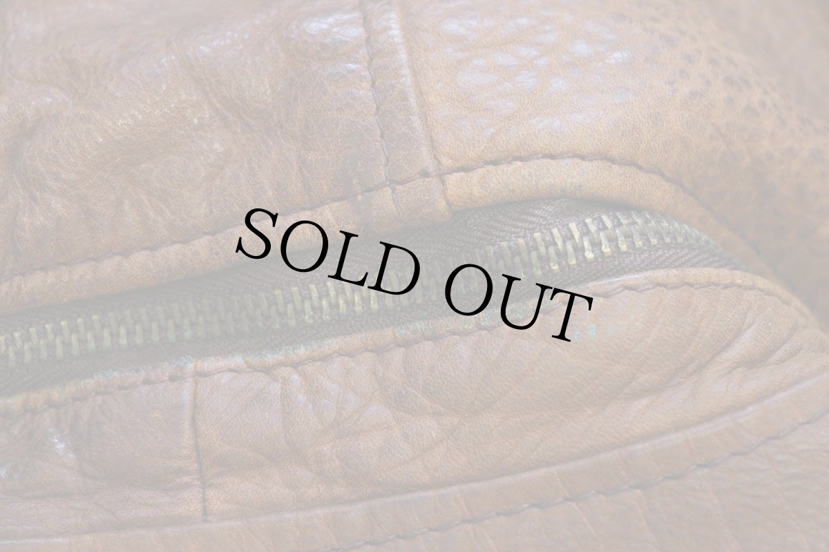 画像9: 90s イタリア製 MAFFEI 織り柄ライナー フード付き レザー ファイヤーマンジャケット 茶 54 (9)