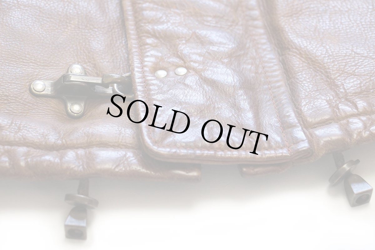 画像8: 90s イタリア製 MAFFEI 織り柄ライナー フード付き レザー ファイヤーマンジャケット 茶 54 (8)