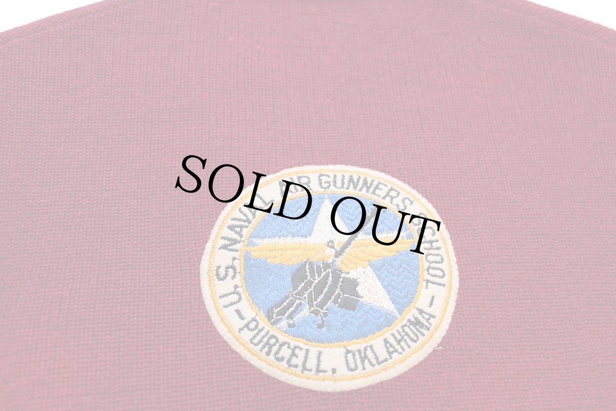 画像4: 50s U.S.NAVAL AIR GUNNERS SCHOOL U.S.NAVY NSSA パッチ付き シューティング ウールニット カーディガン ワインレッド (4)