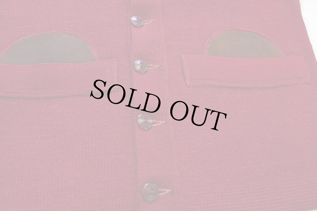 画像7: 50s U.S.NAVAL AIR GUNNERS SCHOOL U.S.NAVY NSSA パッチ付き シューティング ウールニット カーディガン ワインレッド (7)