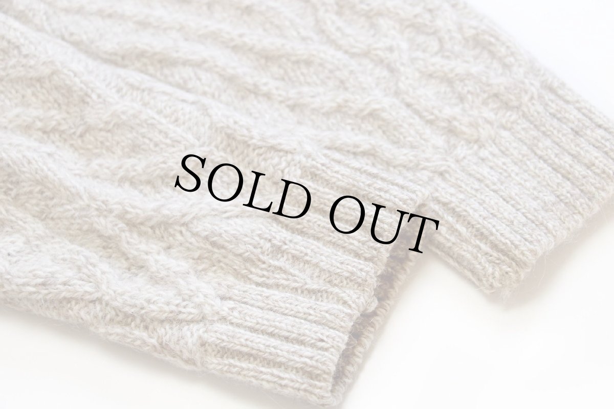 画像6: 英国製 Marc O'Polo ケーブル編み ウール×アルパカニット セーター グレーベージュ L★フィッシャーマン (6)