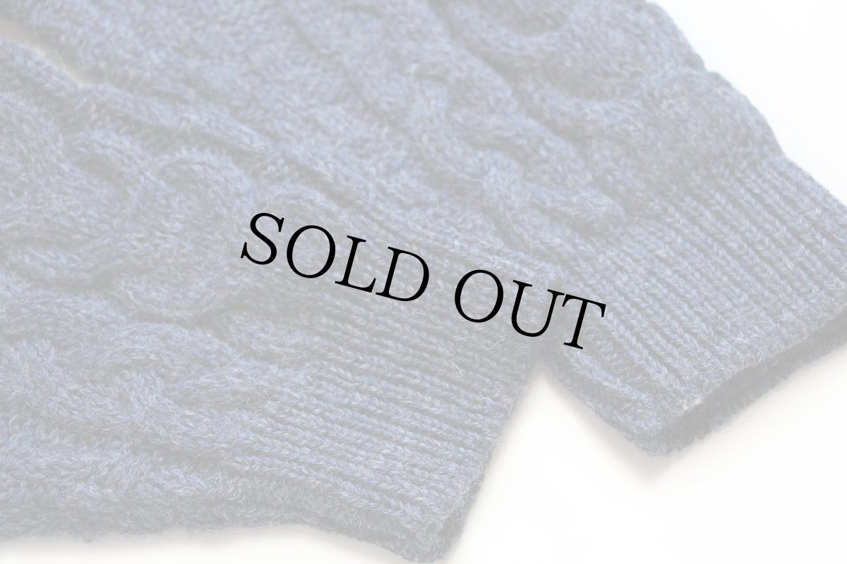 画像6: アイルランド製 aran crafts ケーブル編み ウールニット セーター 薄紺 ミックス M★フィッシャーマン (6)