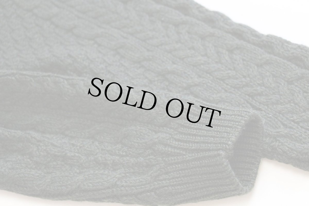 画像7: アイルランド製 CaRRaigdonn ケーブル編み ウールニット セーター 深緑 L★フィッシャーマン (7)