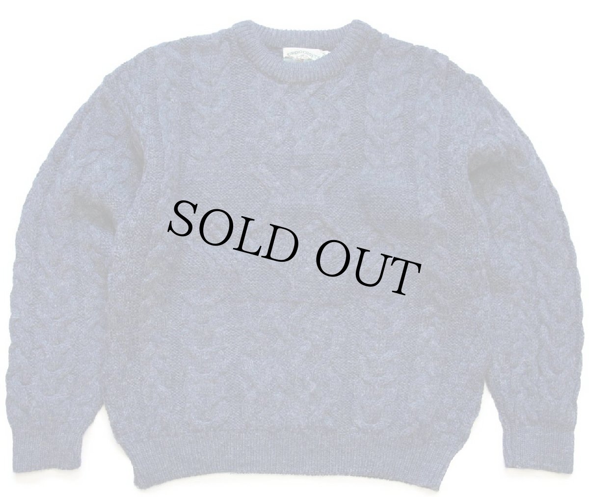 画像1: アイルランド製 aran crafts ケーブル編み ウールニット セーター 薄紺 ミックス M★フィッシャーマン (1)