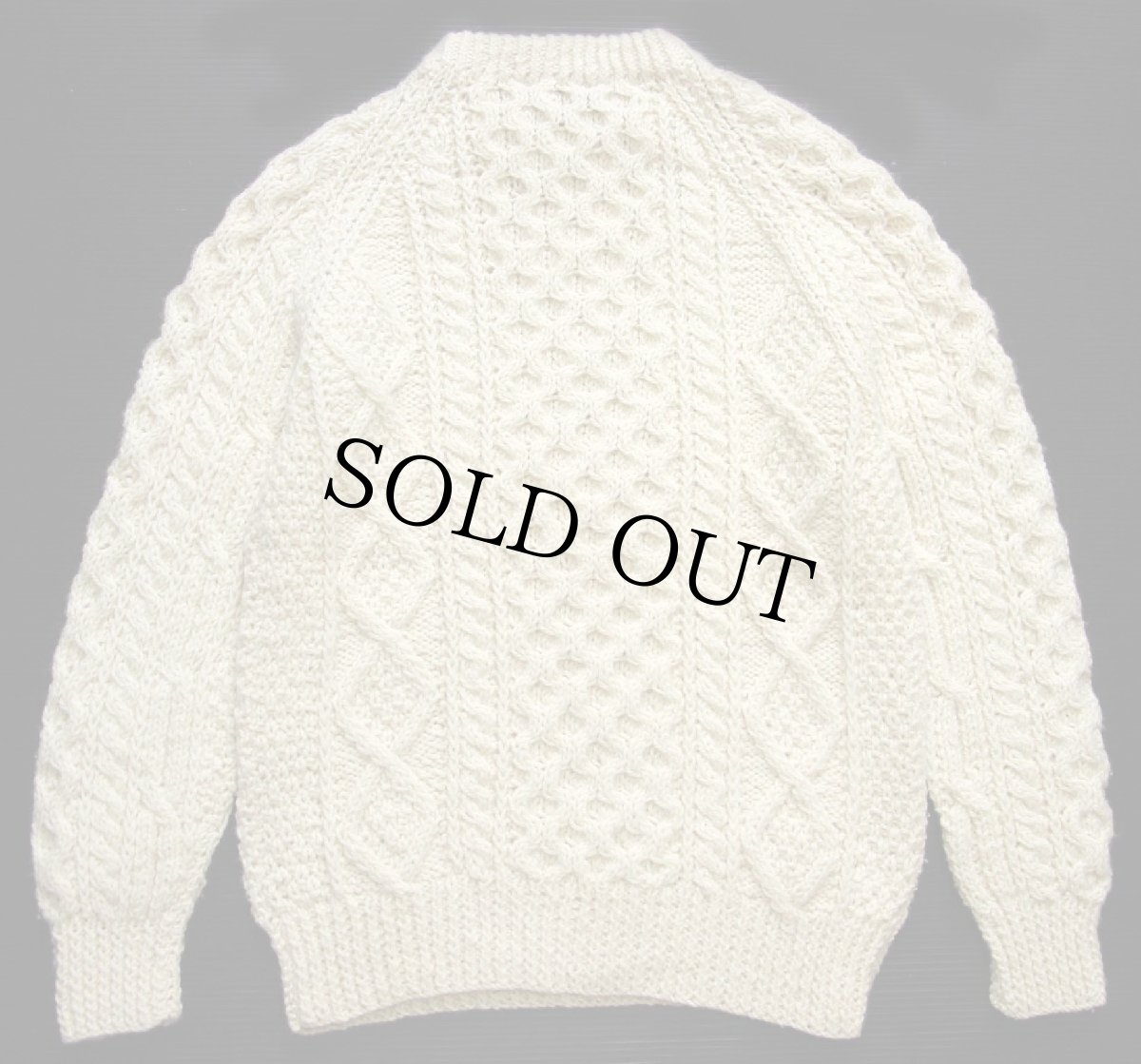 画像2: ビンテージ アイルランド製 Glen columb Kille ケーブル編み ウール ハンドニット セーター ナチュラル★フィッシャーマン (2)