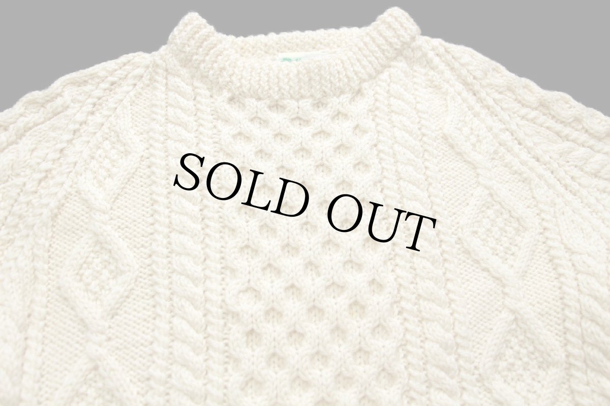 画像3: アイルランド製 HORGANS ケーブル編み ウール ハンドニット セーター ナチュラル★フィッシャーマン (3)