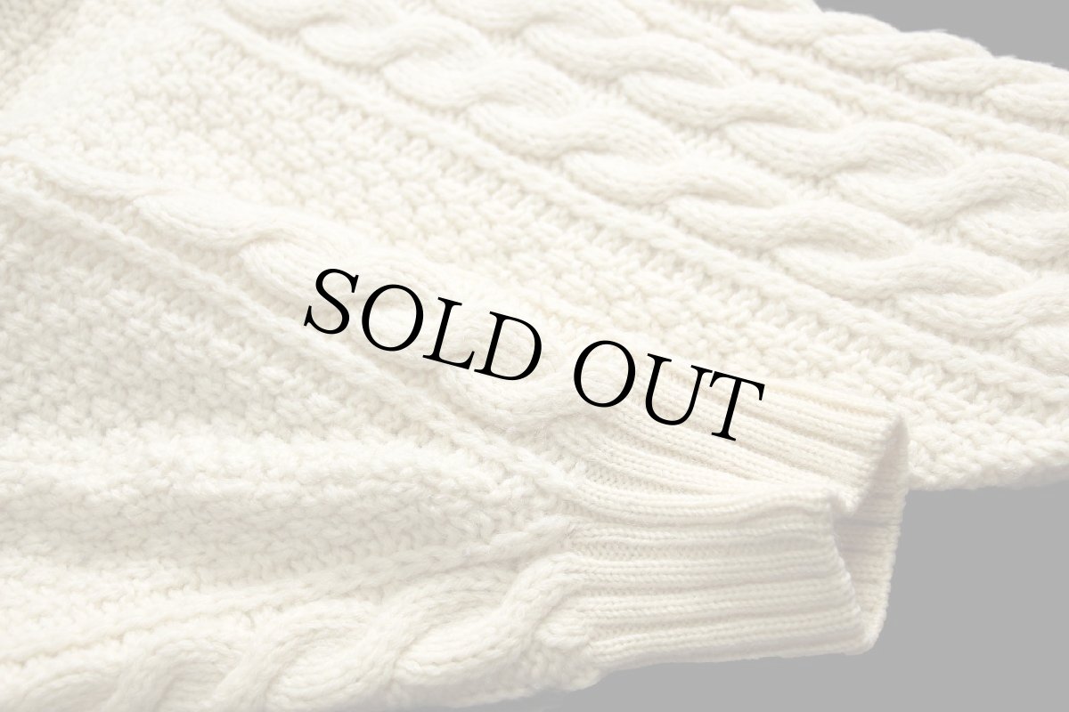 画像6: アイルランド製 River View ケーブル編み ウールニット セーター ナチュラル XL★フィッシャーマン (6)