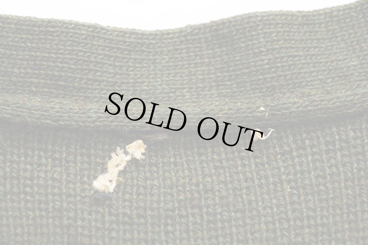 画像4: 60s UNKNOWN 無地 ウールニット カーディガン ボロ 緑 ミックス (4)