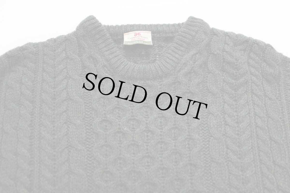 画像3: アイルランド製 CaRRaigdonn ケーブル編み ウールニット セーター 深緑 L★フィッシャーマン (3)