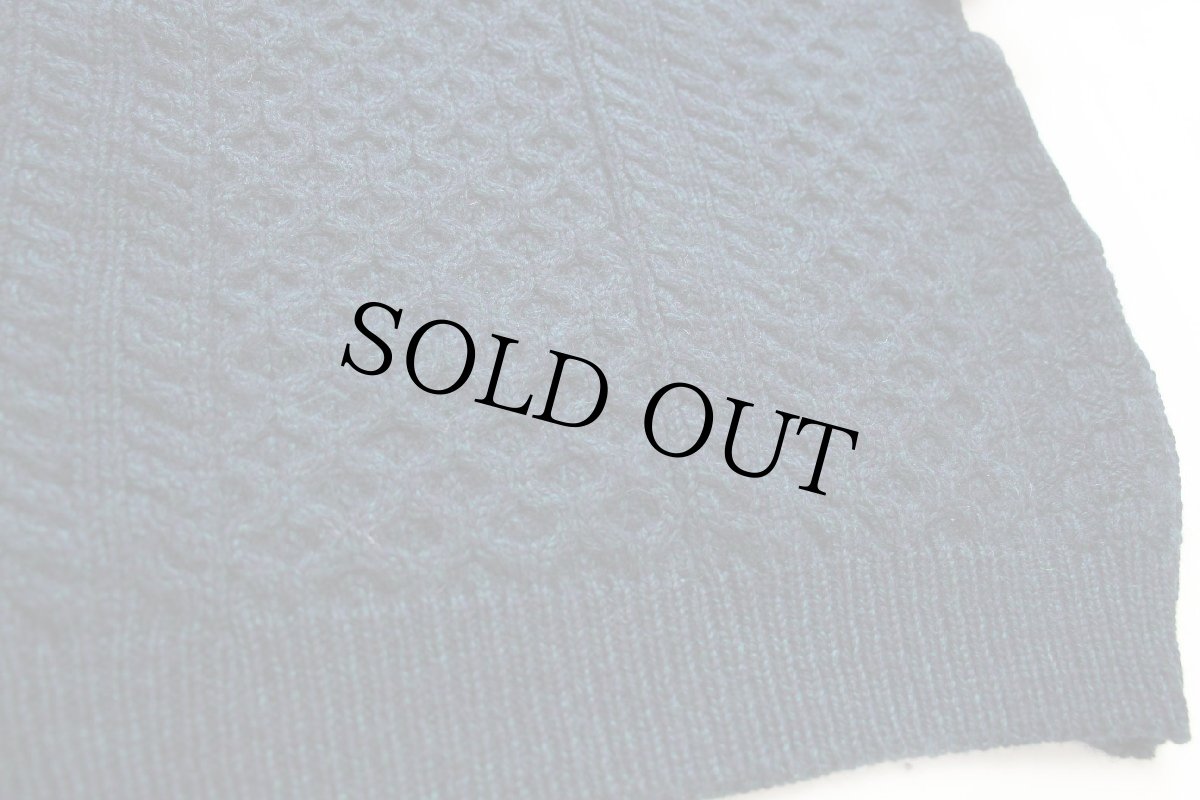 画像5: アイルランド製 aran crafts ケーブル編み ウールニット セーター 緑×ナス紺ミックス XXL★特大 フィッシャーマン (5)