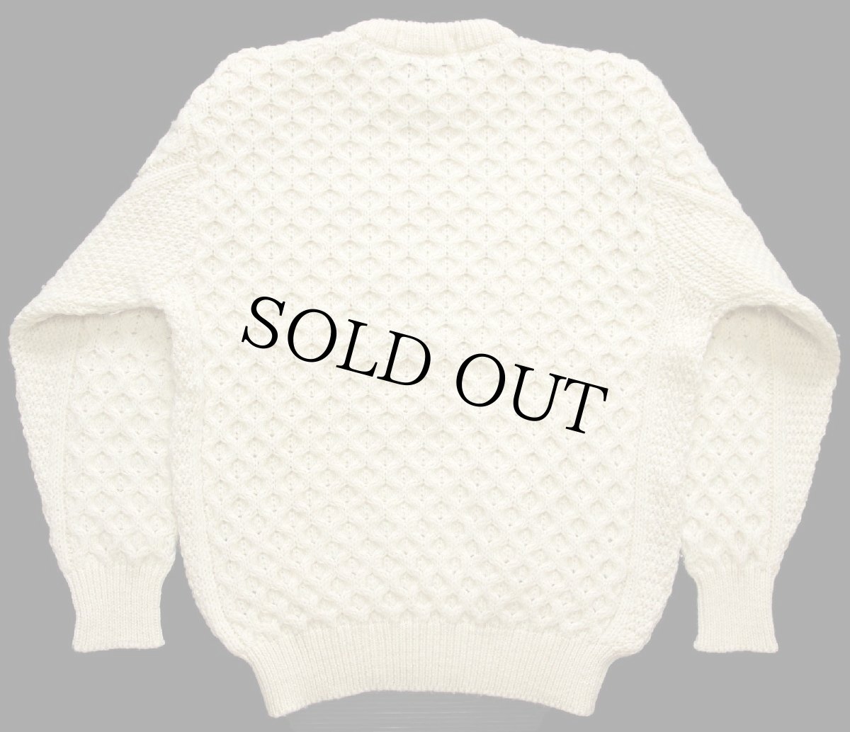 画像2: 英国製 Kilspindie ケーブル編み ウールニット セーター ナチュラル L★フィッシャーマン (2)