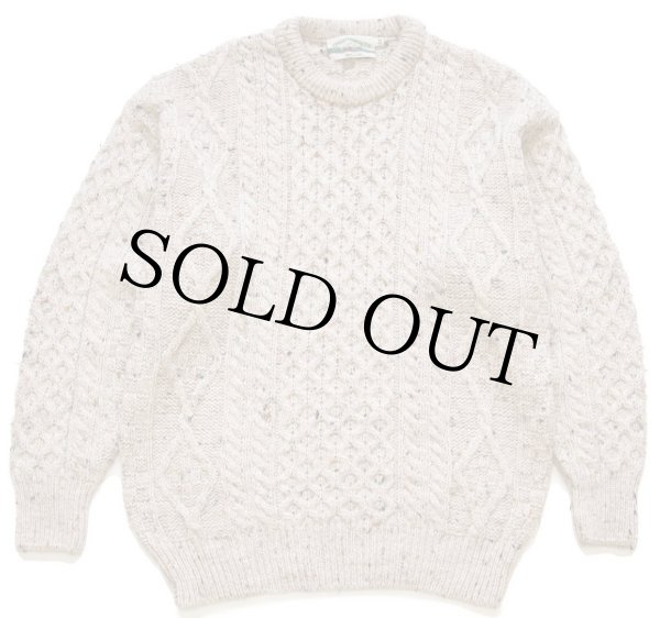 アイルランド製 aran crafts ケーブル編み ネップ入り ウールニット