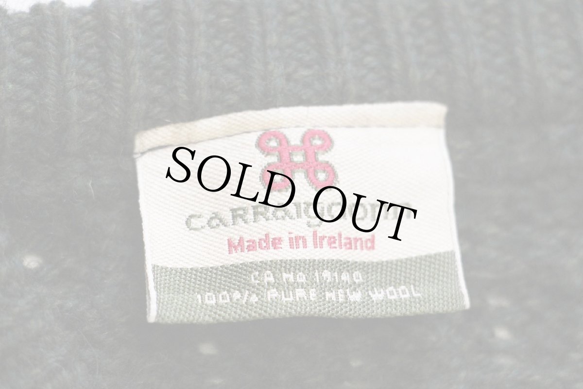 画像4: アイルランド製 CaRRaigdonn ケーブル編み ウールニット セーター 深緑 L★フィッシャーマン (4)