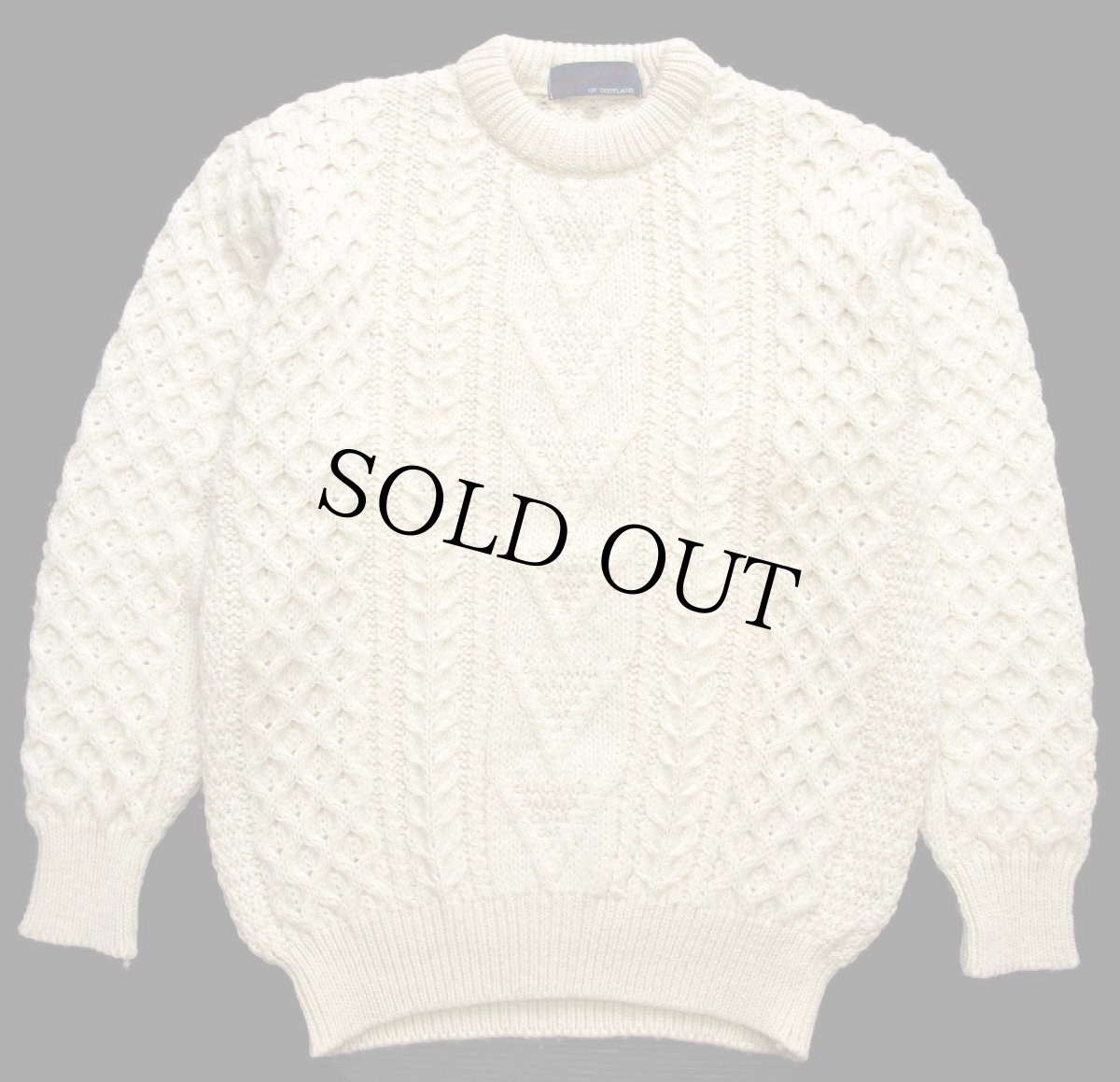 画像1: 英国製 Kilspindie ケーブル編み ウールニット セーター ナチュラル L★フィッシャーマン (1)