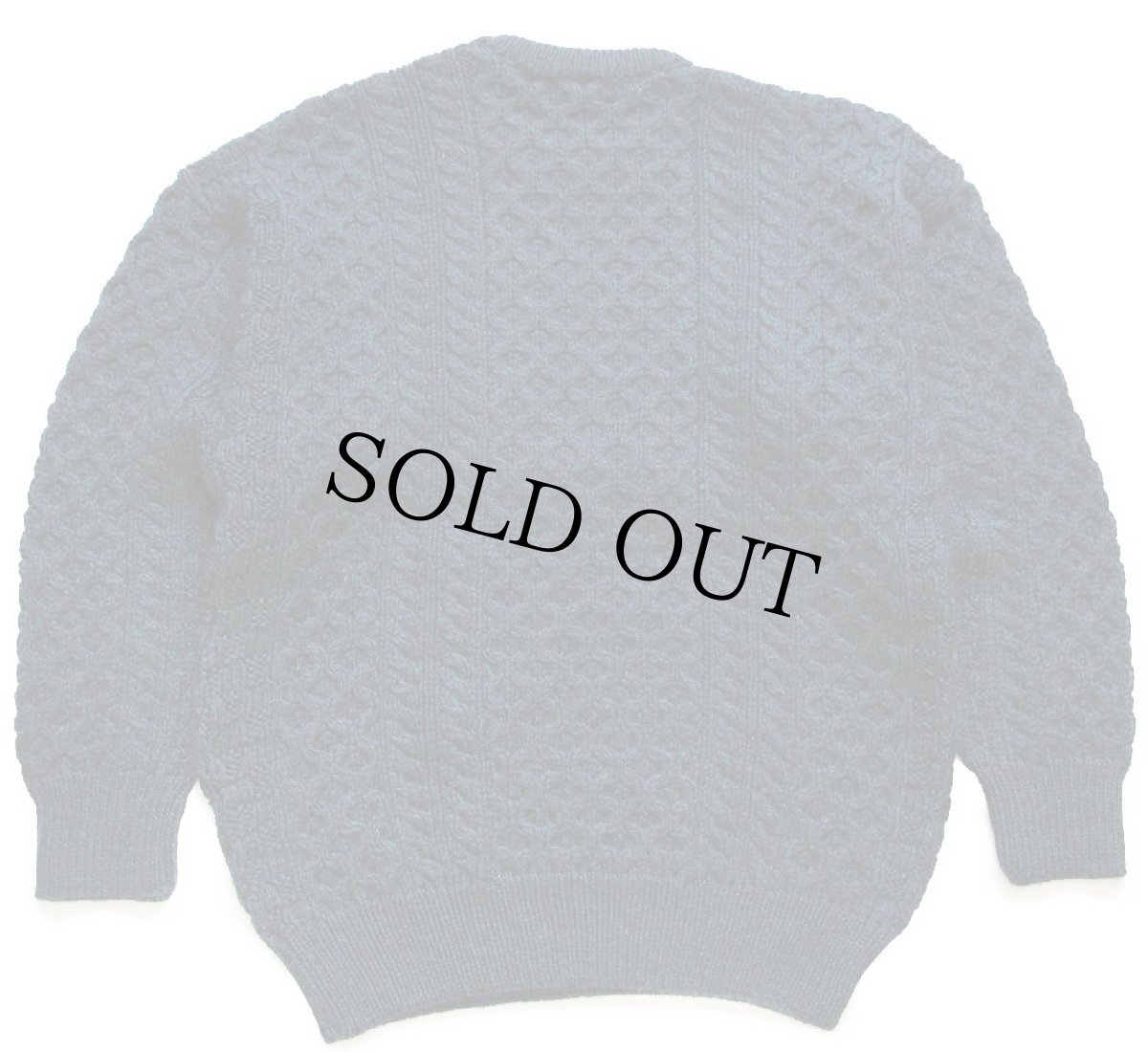 画像2: アイルランド製 aran crafts ケーブル編み ウールニット セーター 緑×ナス紺 ミックス S★フィッシャーマン (2)