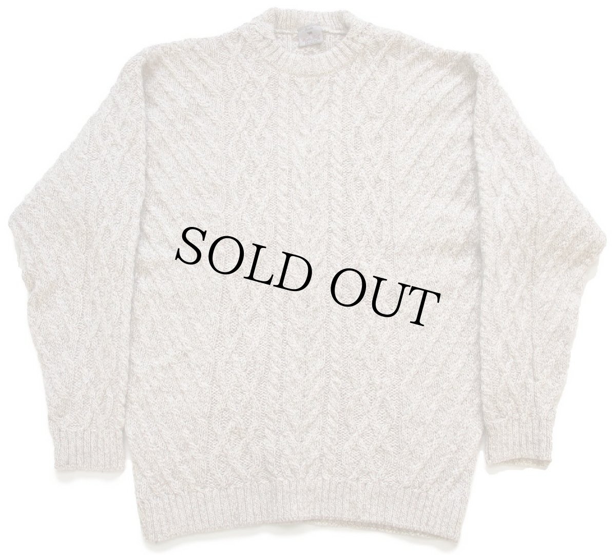 画像1: 英国製 Marc O'Polo ケーブル編み ウール×アルパカニット セーター グレーベージュ L★フィッシャーマン (1)