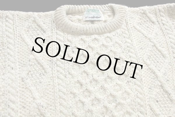 アイルランド製 shades of aran ケーブル編み ネップ入り ウールニット