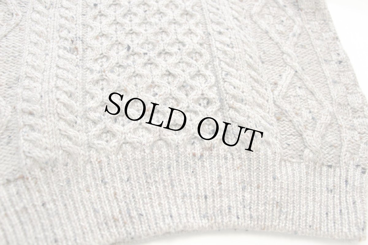 画像5: アイルランド製 aran crafts ケーブル編み ネップ入り ウールニット セーター グレーベージュ M★B フィッシャーマン (5)