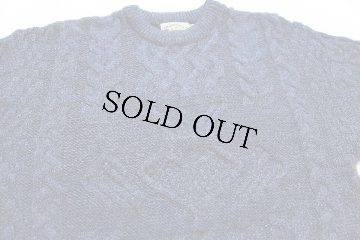 画像3: アイルランド製 aran crafts ケーブル編み ウールニット セーター 薄紺 ミックス M★フィッシャーマン (3)