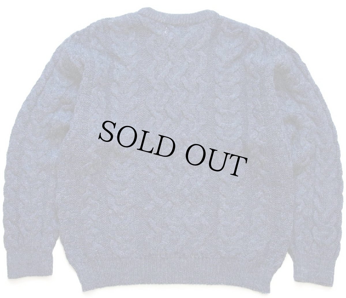 画像2: アイルランド製 aran crafts ケーブル編み ウールニット セーター 薄紺 ミックス M★フィッシャーマン (2)