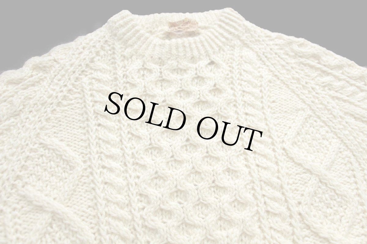 画像3: ビンテージ アイルランド製 Glen columb Kille ケーブル編み ウール ハンドニット セーター ナチュラル★フィッシャーマン (3)