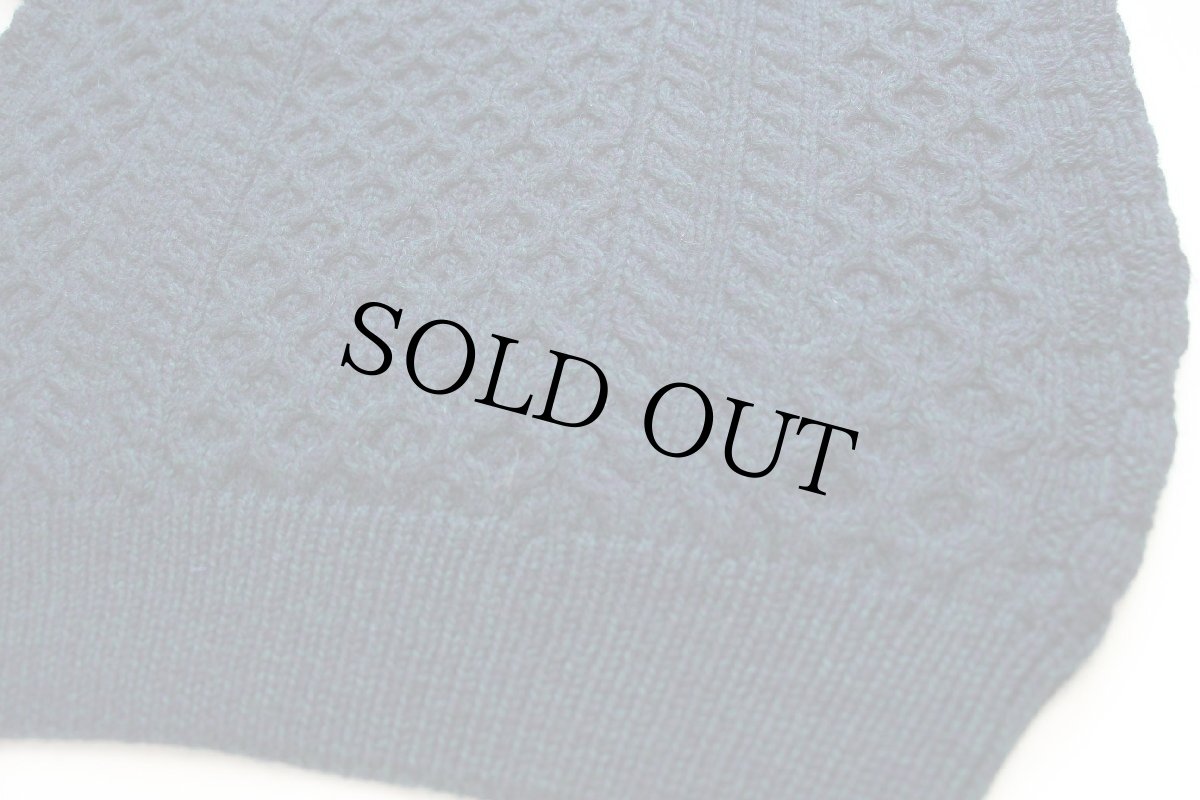 画像5: アイルランド製 aran crafts ケーブル編み ウールニット セーター 緑×ナス紺 ミックス S★フィッシャーマン (5)