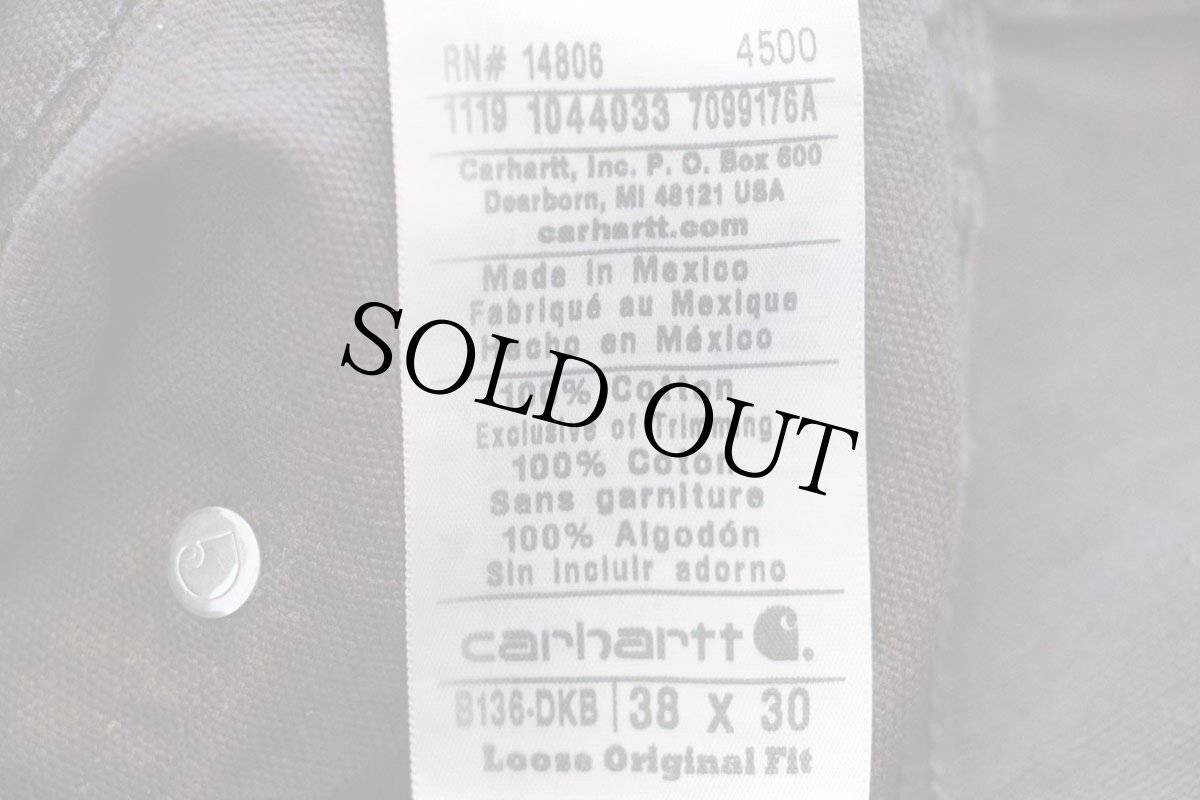 画像6: メキシコ製 carharttカーハート ダブルニー ダック地 ペインターパンツ 焦げ茶 w38 L30 (6)