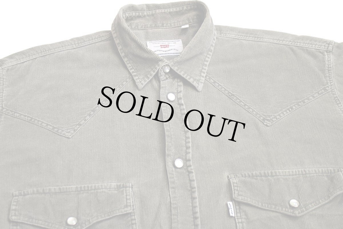 画像3: 90s Levi'sリーバイス コットン コーデュロイ ウエスタンシャツ グリーングレー M★ユーロ (3)