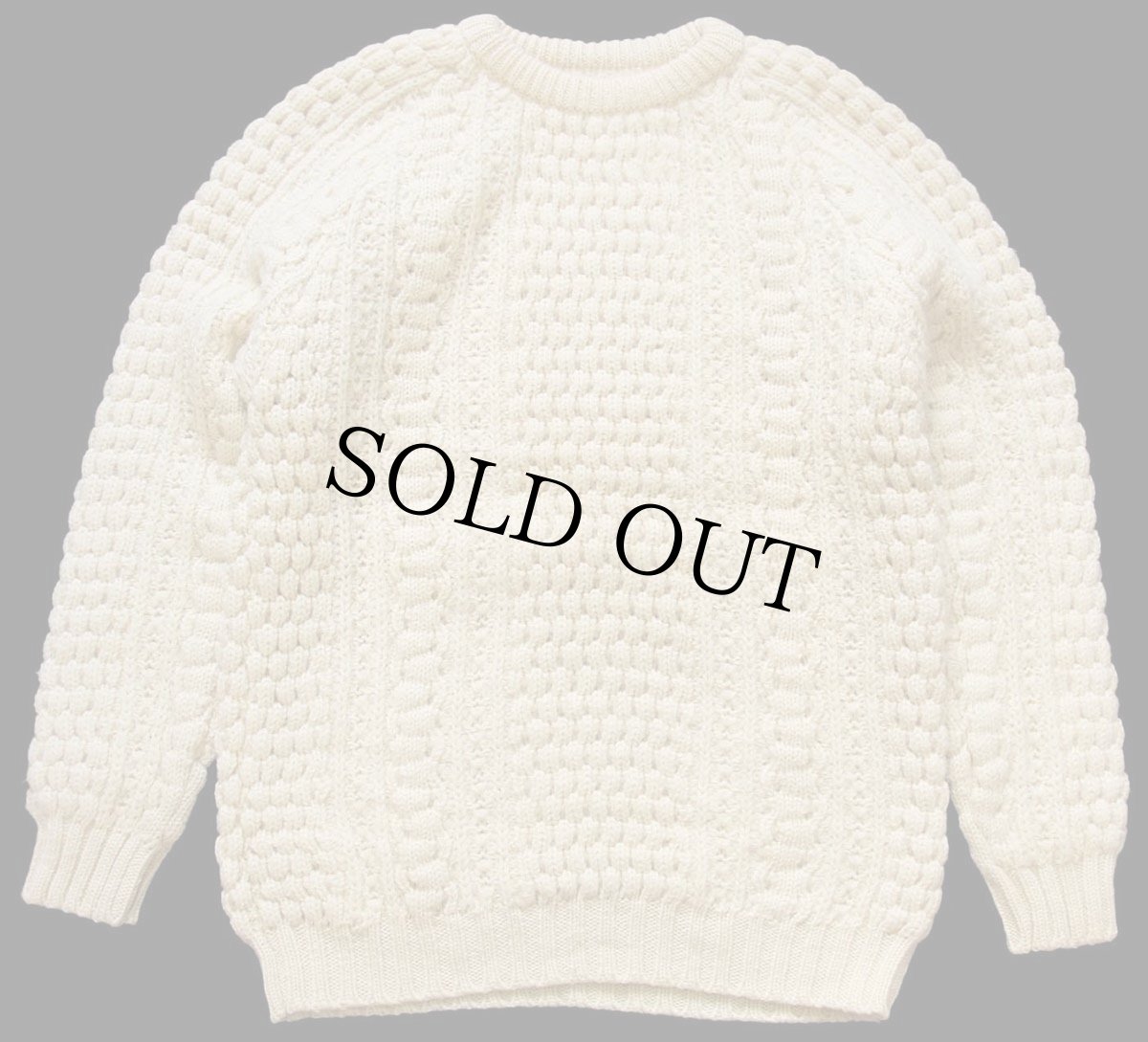 画像1: アイルランド製 Ed Mitchell ケーブル編み ウールニット セーター ナチュラル★フィッシャーマン (1)