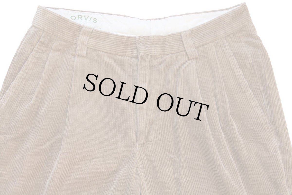 画像4: 00s ポルトガル製 ORVISオービス ツータック 太畝 コーデュロイパンツ 茶 32 (4)