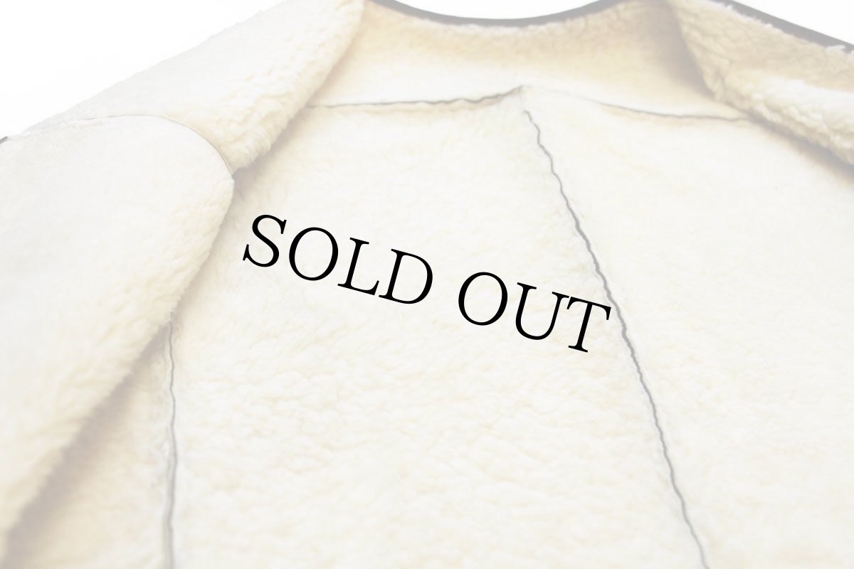 画像4: ビンテージ UNKNOWN リアル ムートンベスト オリーブ (4)