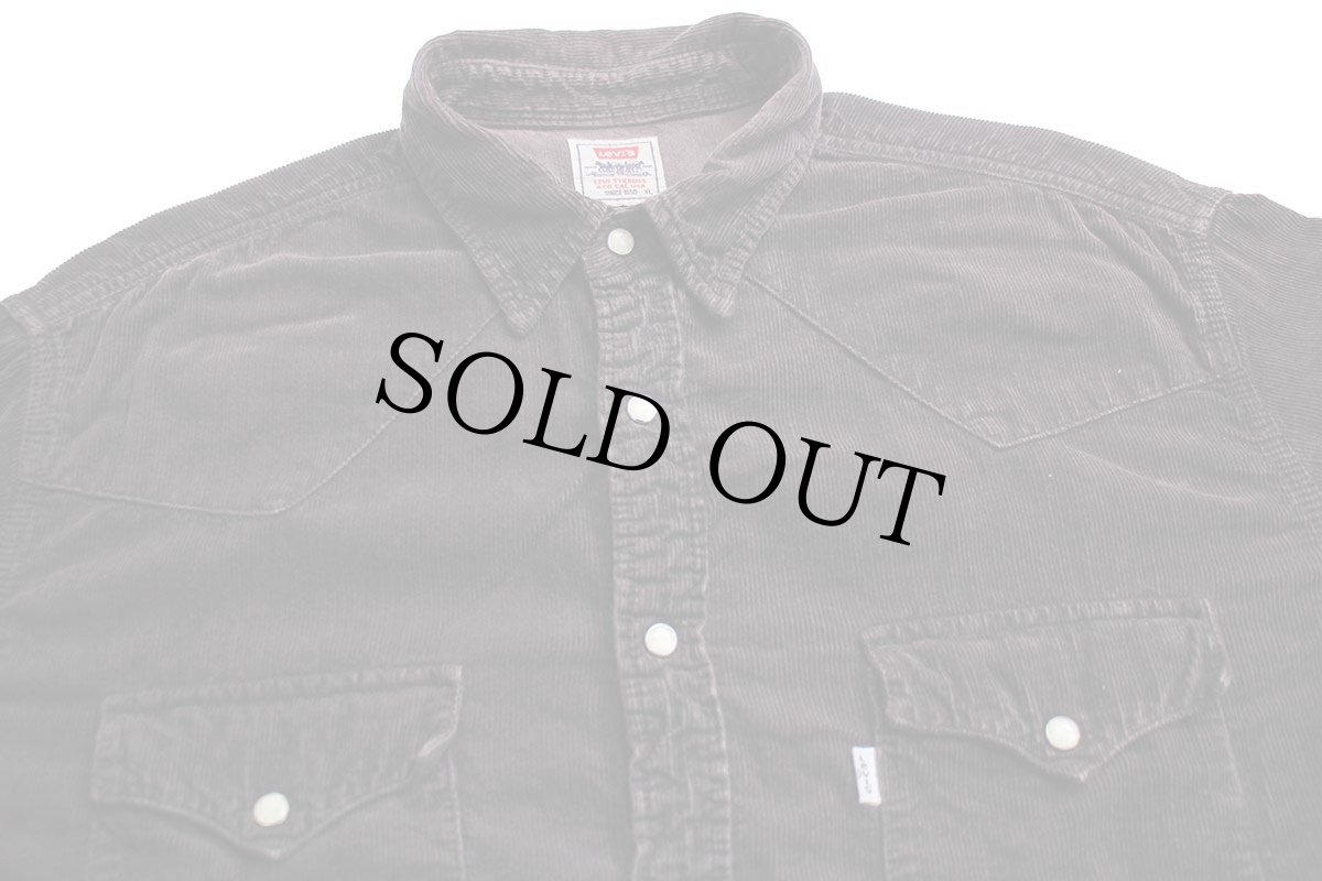 画像3: 90s Levi'sリーバイス コットン コーデュロイ ウエスタンシャツ 焦げ茶 XL★ユーロ (3)