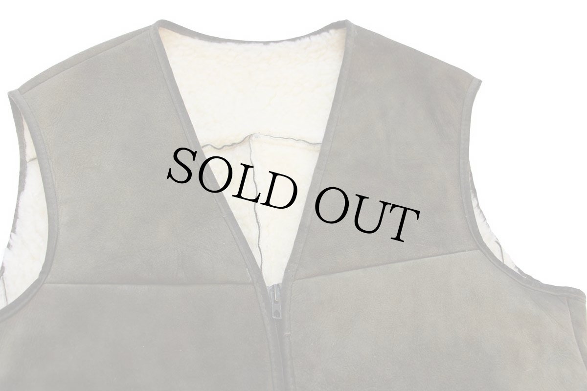 画像3: ビンテージ UNKNOWN リアル ムートンベスト オリーブ (3)