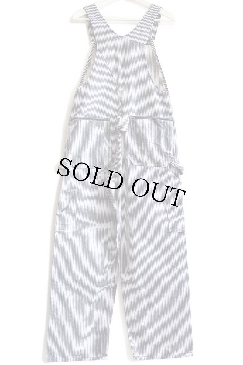 画像3: 70s USA製 Sears ペンキ飛び ダブルニー ヒッコリー ストライプ オーバーオール 32×30 (3)