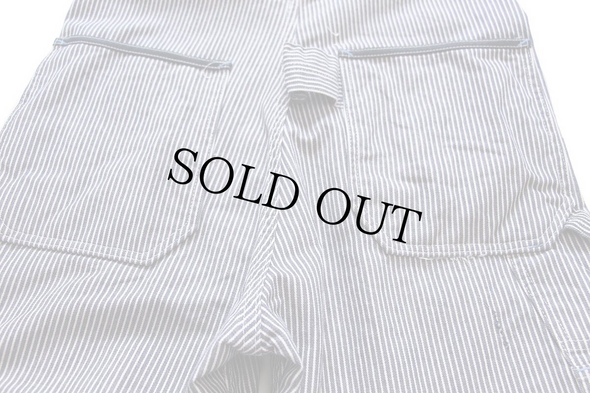 画像8: 70s USA製 Sears ペンキ飛び ダブルニー ヒッコリー ストライプ オーバーオール 32×30 (8)