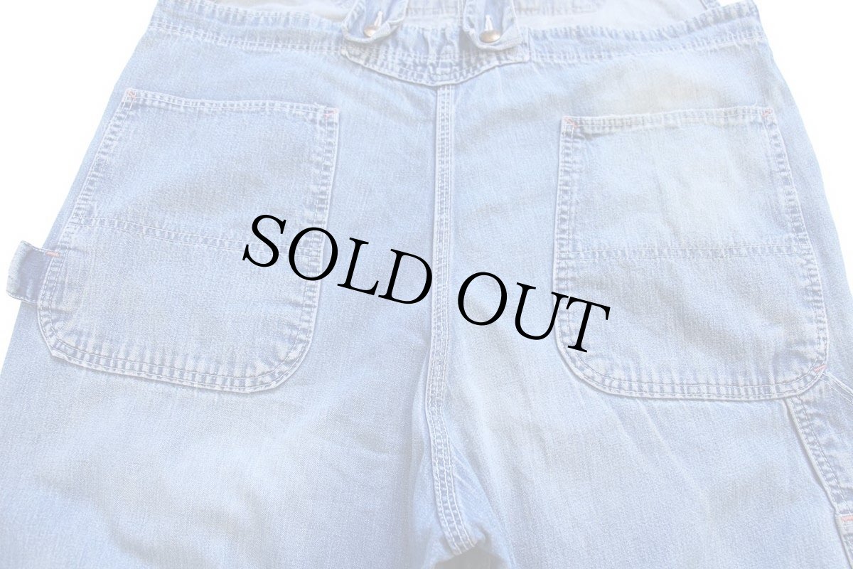 画像7: 60s RED CAMEL ダメージ リペア ローバック デニム オーバーオール w40 (7)