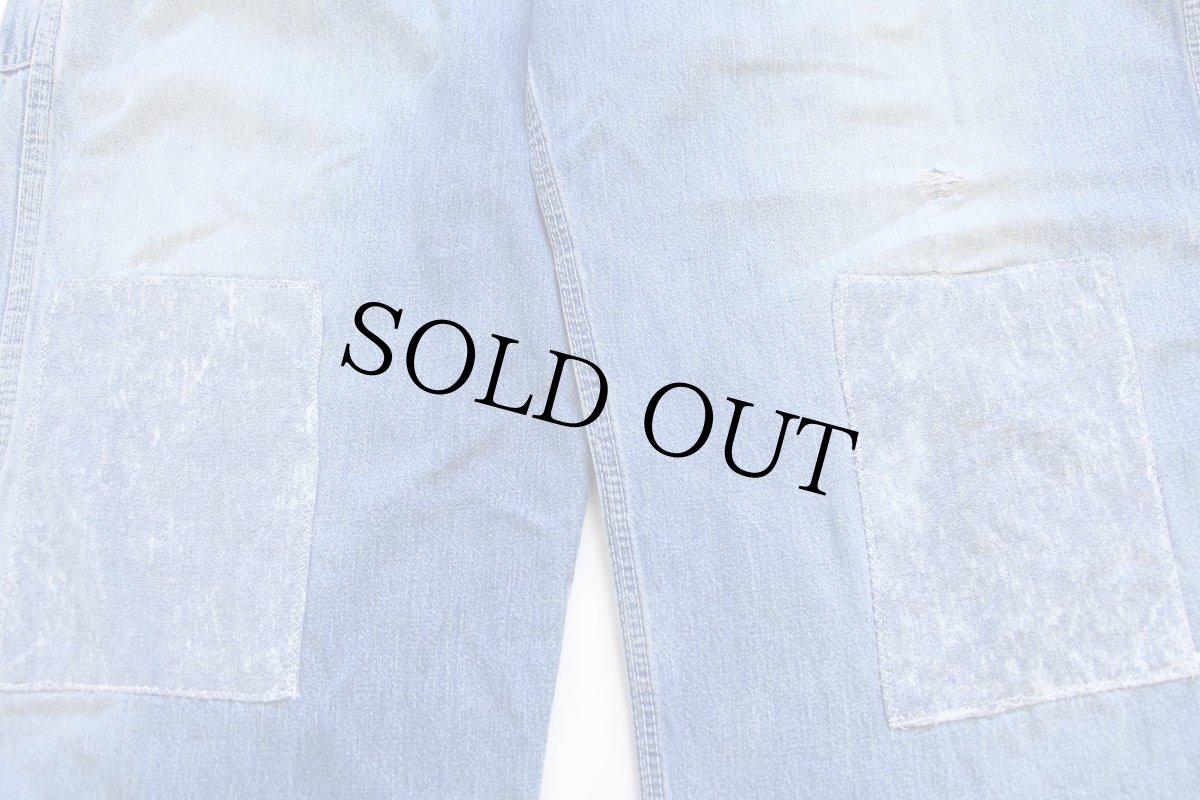 画像6: 60s RED CAMEL ダメージ リペア ローバック デニム オーバーオール w40 (6)