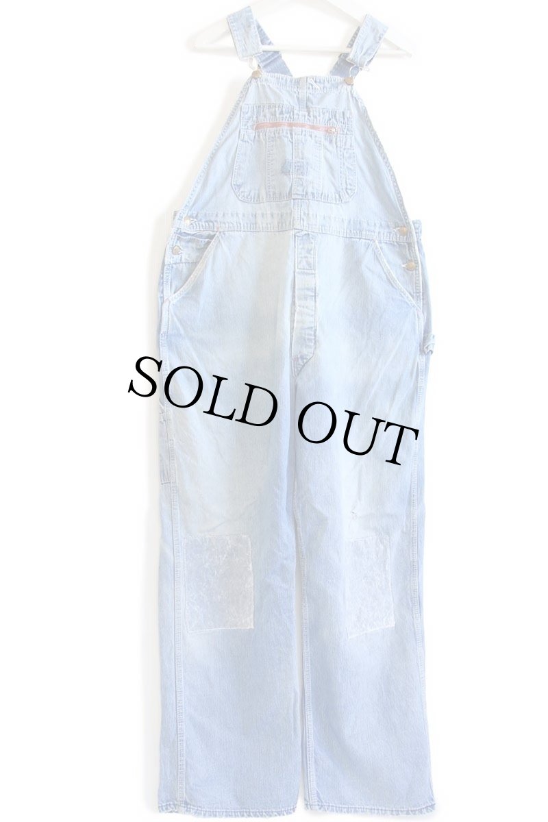 画像2: 60s RED CAMEL ダメージ リペア ローバック デニム オーバーオール w40 (2)