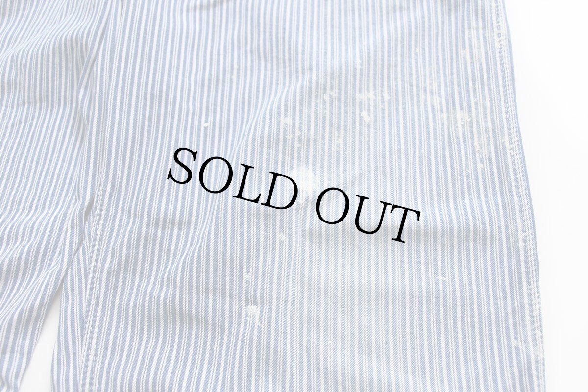 画像8: 80s USA製 BIGMACビッグマック ペンキ飛び ランダムヒッコリー ストライプ オーバーオール w40 L30 (8)