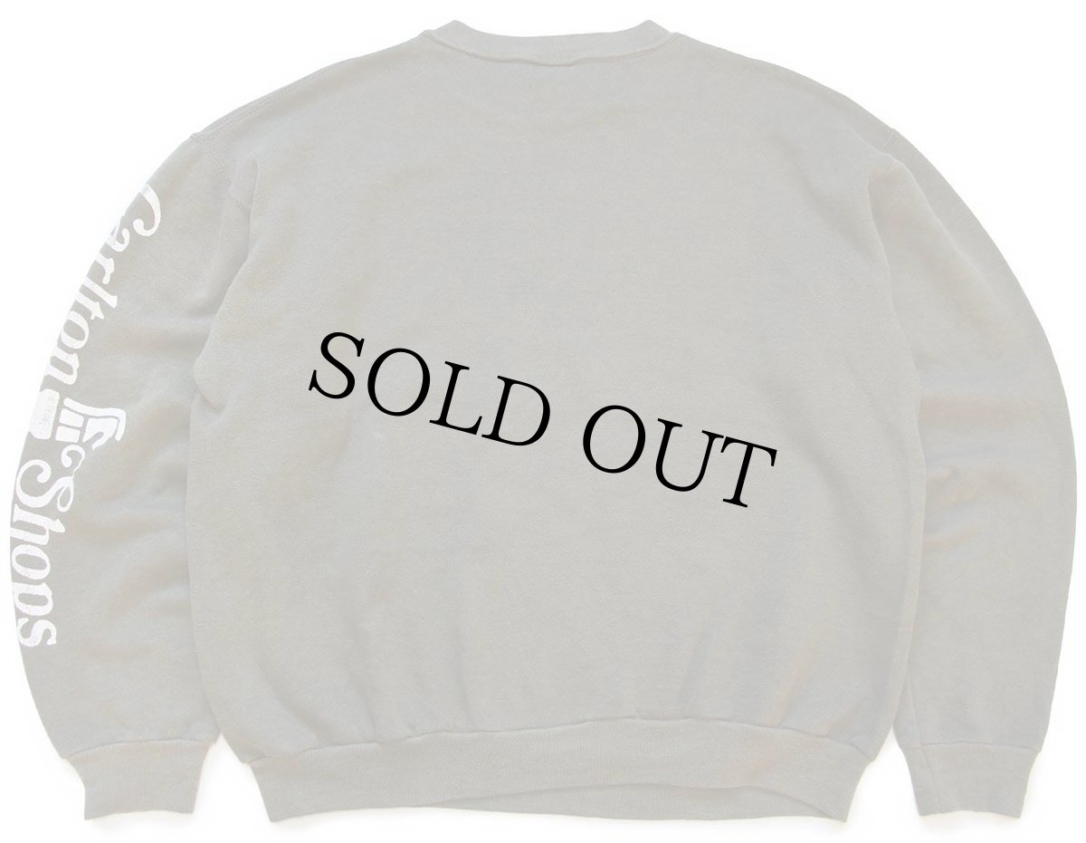 画像2: 70s USA製 RUSSELLラッセル Carlton Shops ALL THE BEST! 胸&袖ひび割れプリント スウェット オリーブ M (2)